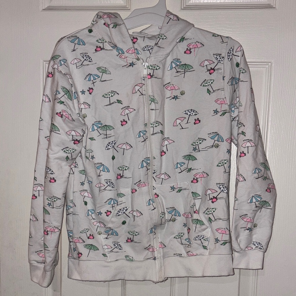 Zara Kids White Umbrella Print hoodie size 11-12